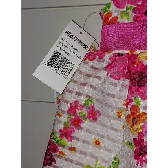 Girls American Princess 2 Pc Floral Party Dress Dress And Diaper Cover Size 6M - Picture 7 of 8
